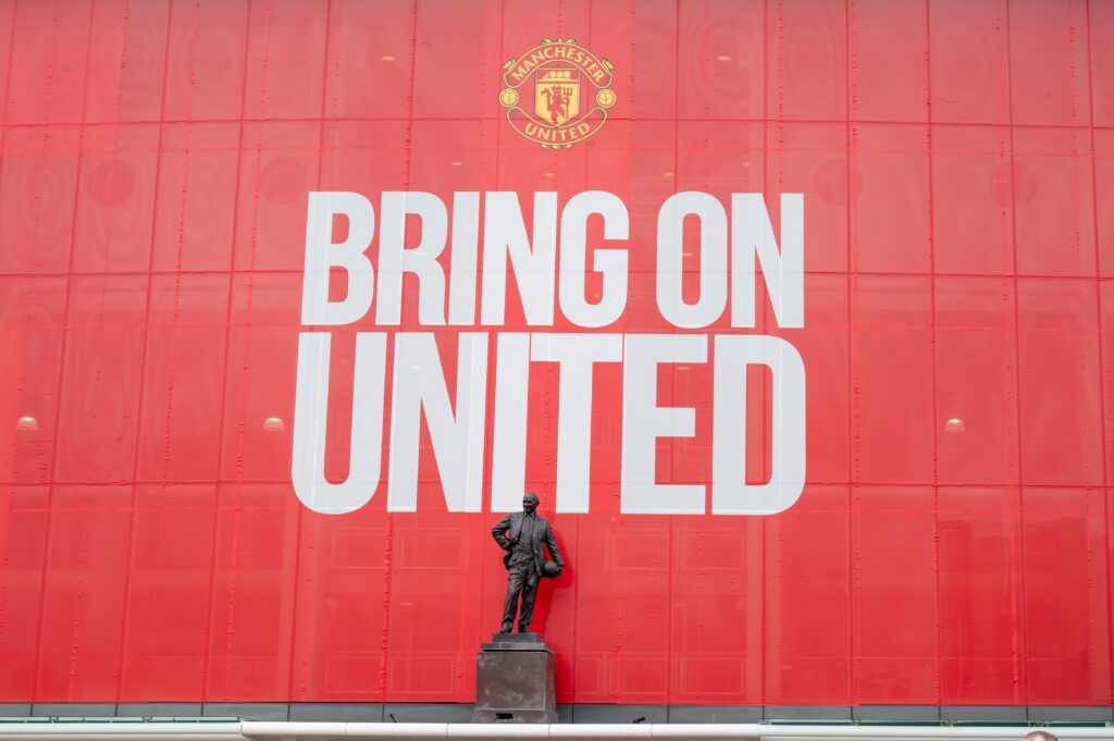 Message outside of Manchester United's Old Trafford.