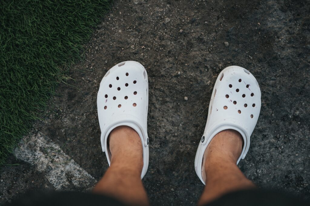 A pair of crocs shoes