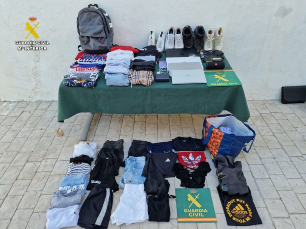 Stolen items recovered by the Guardia Civil