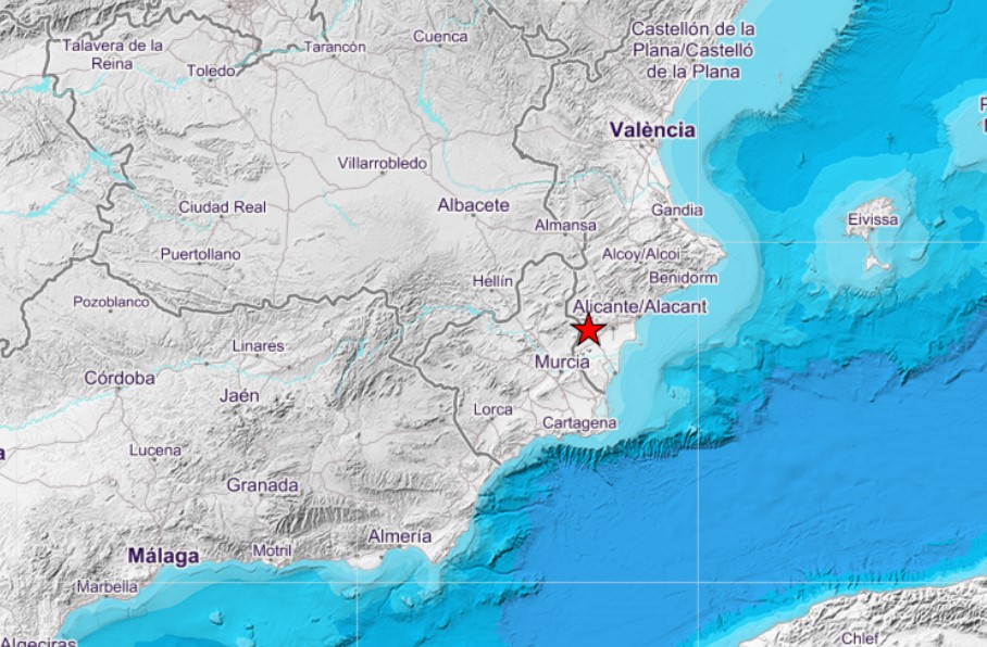 Image showing location of earthquake in Alicante.