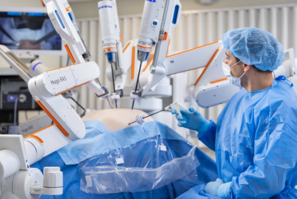 A robot performing surgery