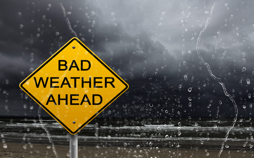 Image of sign warning of bad weather in Portugal.