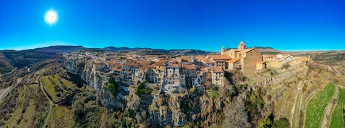 Aerial view of the beautiful town of Cantavieja in the province of Teruel. Image: Mike Workman / Shutterstock.com.