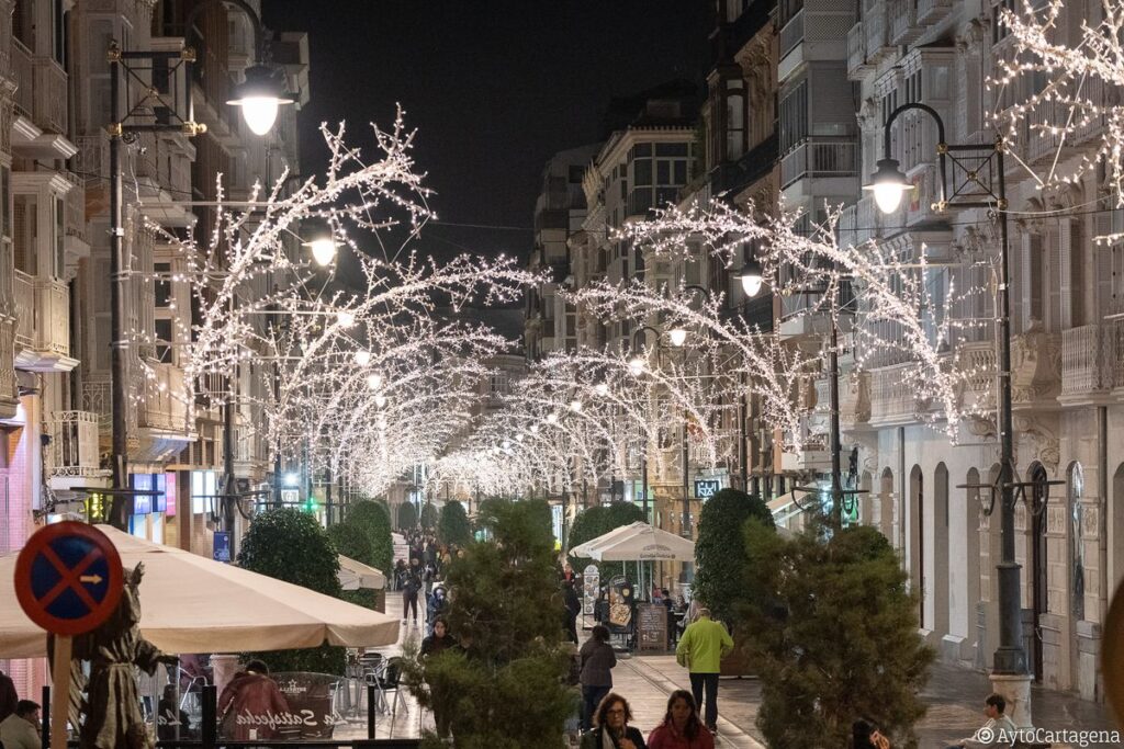 Christmas lights Cartagena Spain