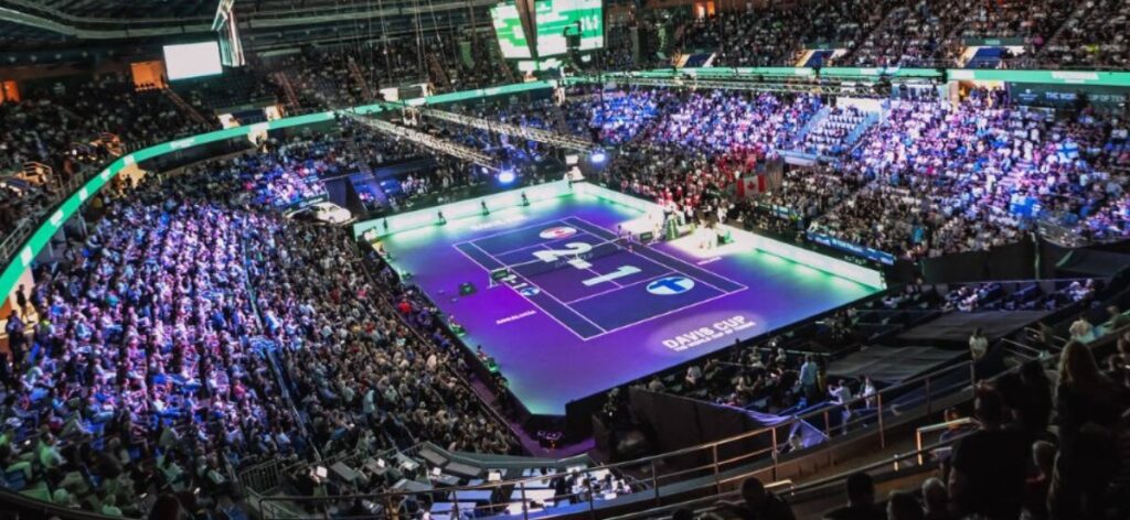 Image of the 2023 Davis Cup Finals venue in Malaga, Spain.