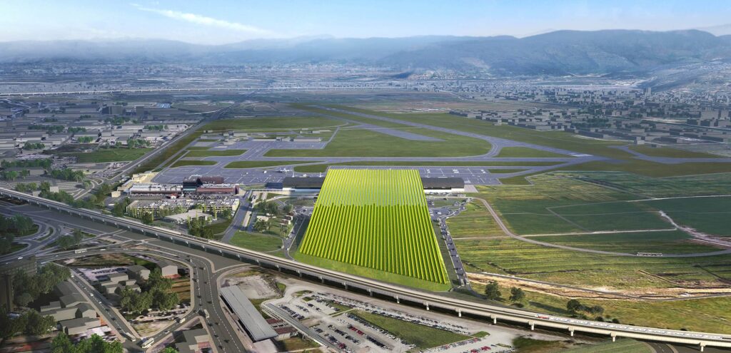 Rooftop vineyard for Florence airport
