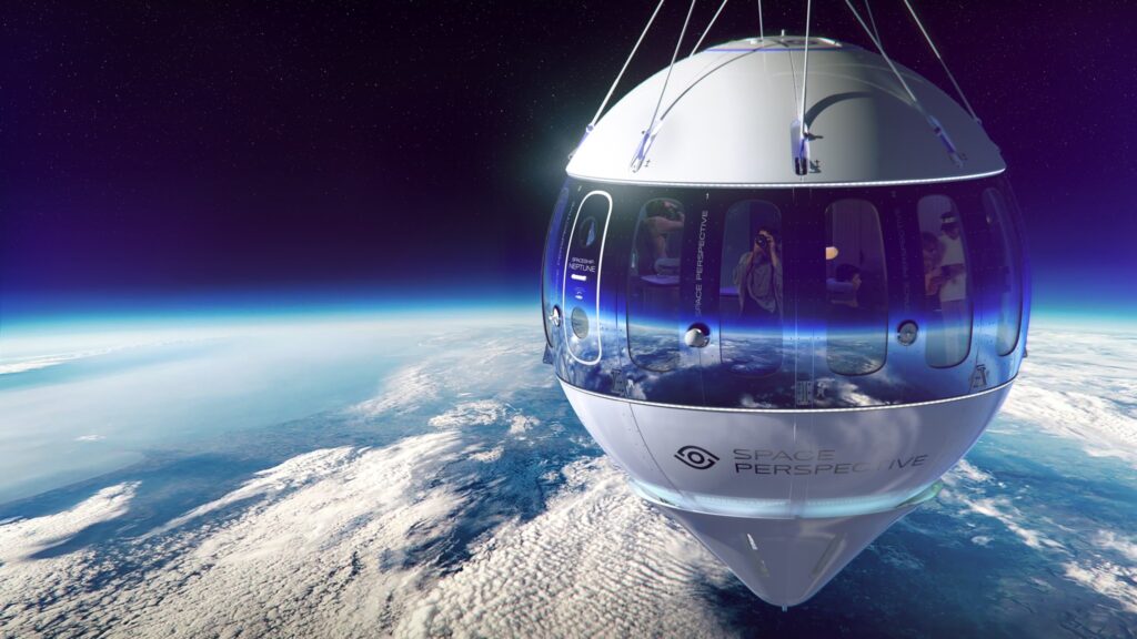 Stratospheric dining: A celestial culinary adventure above Earth's atmosphere.