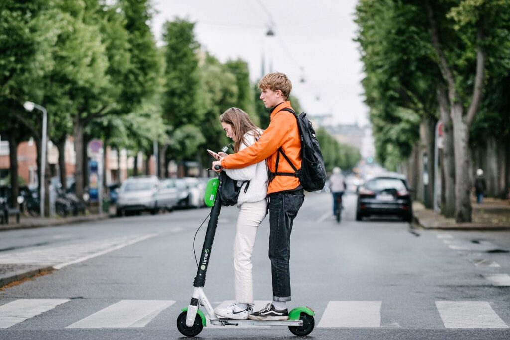 Kids on electric scooter