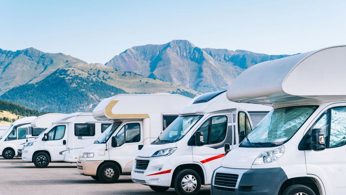 Camper vans in designated parking