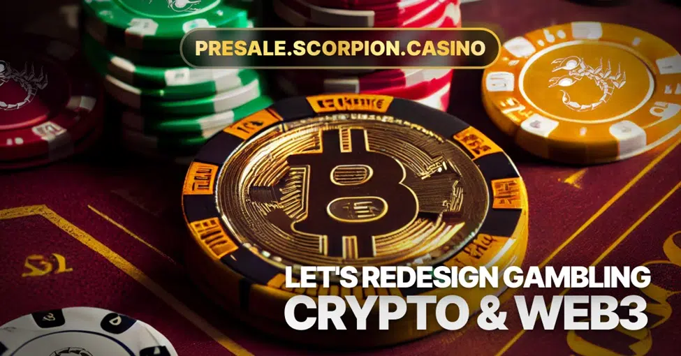 picture of a casino chip with the bitcoin in the middle