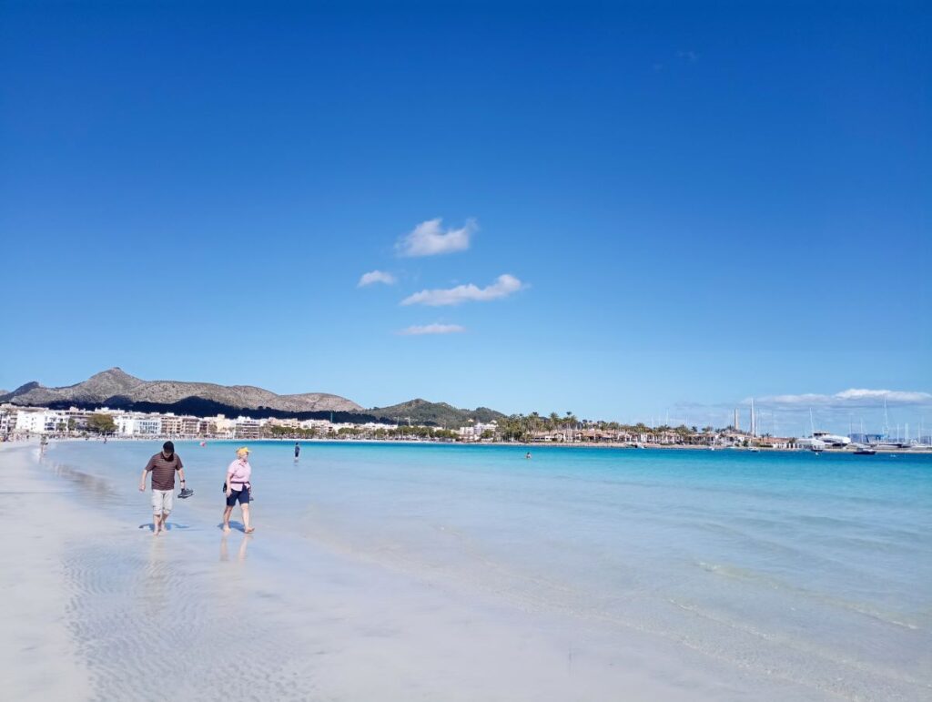 Tourists on Alcudia beach, Easter 2024