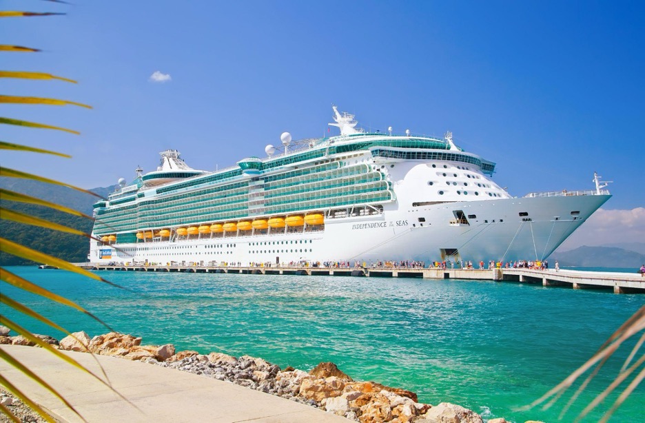 Picture of a cruise liner docked in port