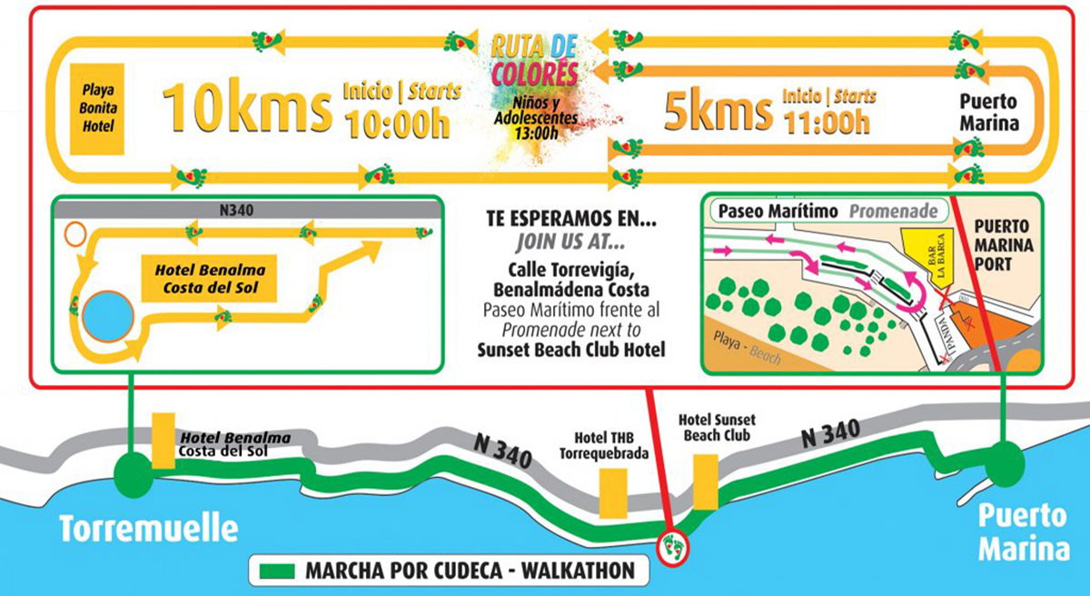 Walkathon Map Walkathon and holi party for charity « Euro Weekly News