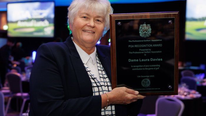 Laura Davies receives a PGA recognition award