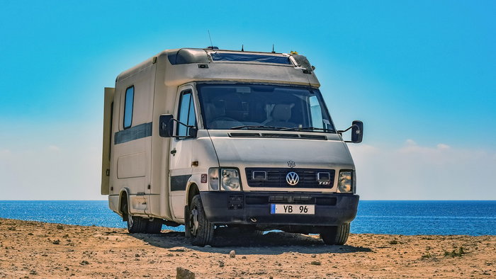 Camper van on beach