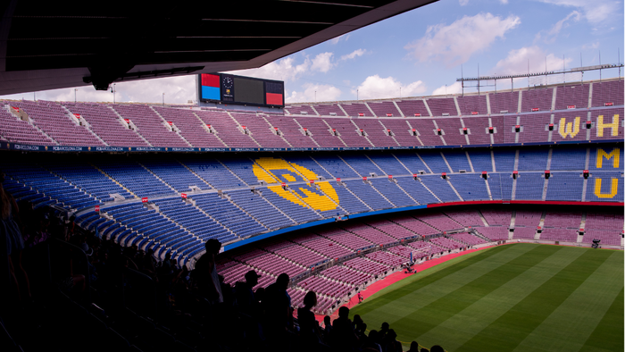 Interior view of FC Barcelona’s Camp Nou stadium