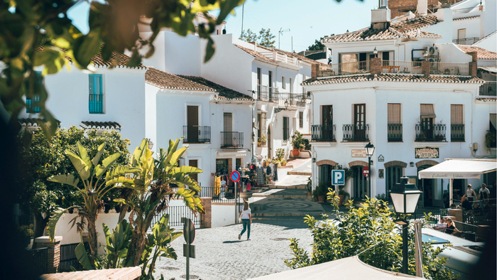 Traditional whitewashed buildings with balconies
