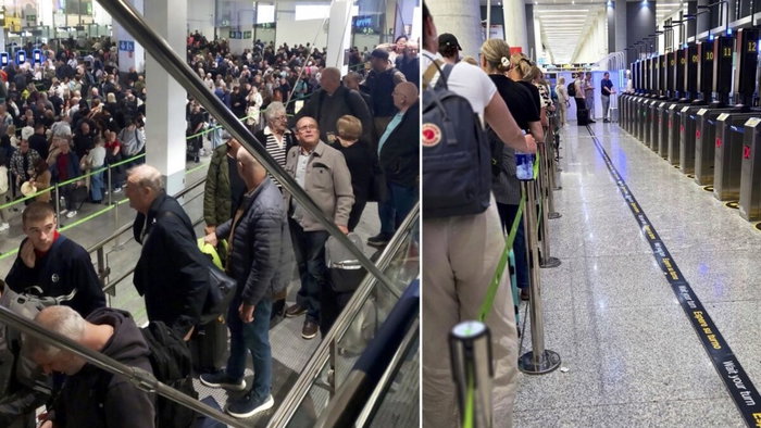 EES queues at Malaga Airport.