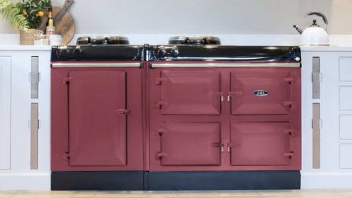 aga cooker in raspberry red