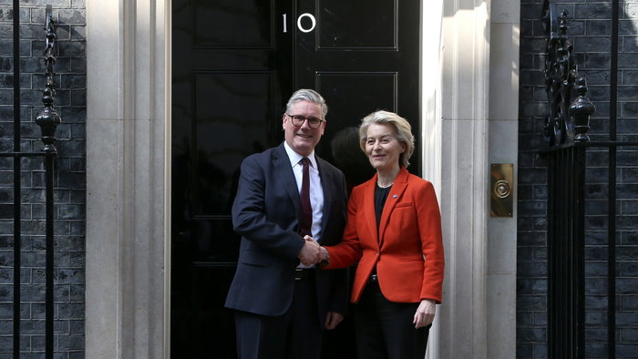 British Prime Minister Keir Starmer with Urusla Von Der Leyen outside 10 Downing street