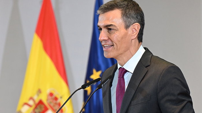 Prime Minister, Pedro Sánchez, during his speech at an event on December 3 in Madrid.