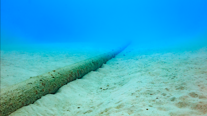 Submarine cable under the ocean