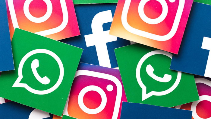 Logos of Instagram, Facebook and WhatsApp displayed together