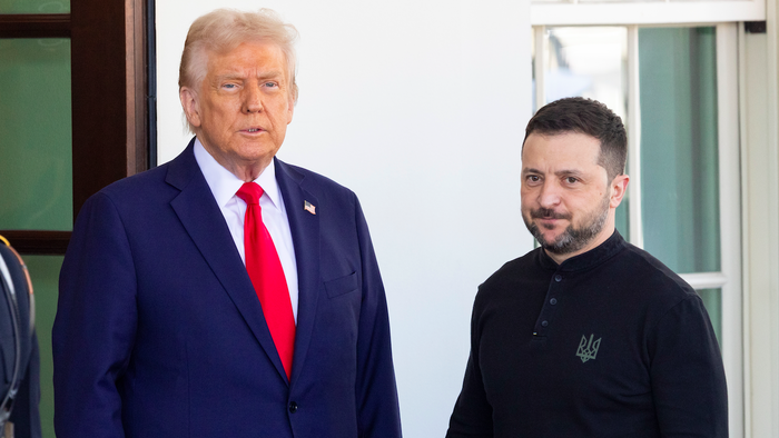 President of U.S. Donald Trump with President of Ucrania Volodomir Zelenskyy