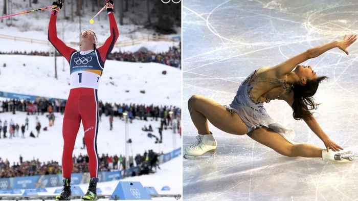 Gold winners Johannes Hoesflot Klaebo & Sakamoto Kaori.