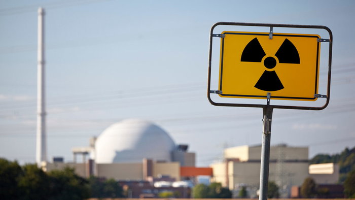 Nuclear power station and radiation sign