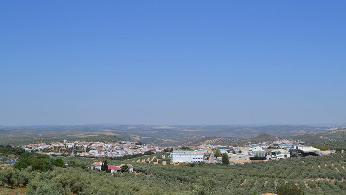 A Spanish town surrounded by olive groves