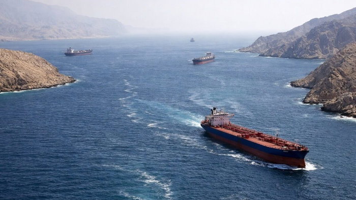 Tankers moving through Strait of Hormuz.