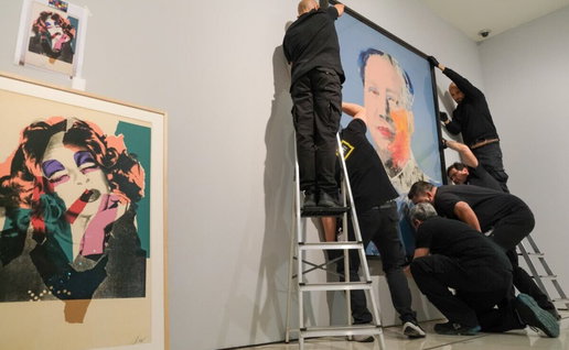 Installing the art.