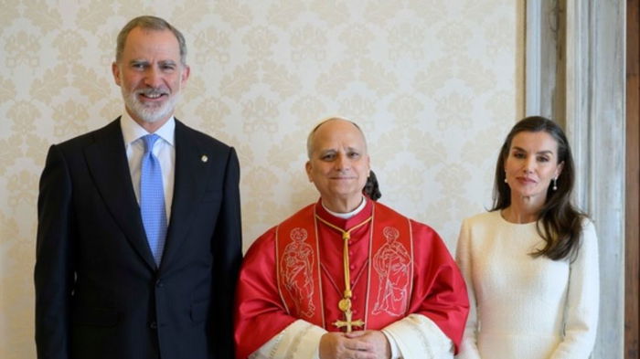 The King and Queen of Spain with Pope Leo XIV