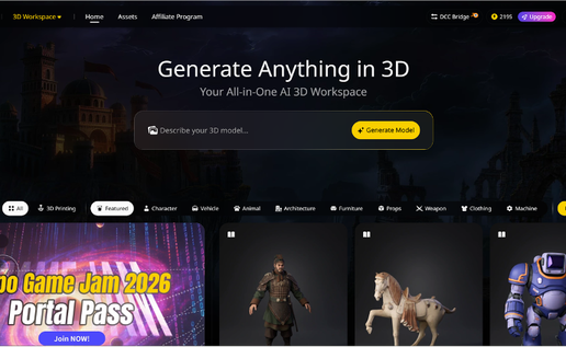 Screenshot view on how to generate anything in 3D from Tripo Studio