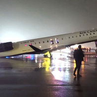 Air Canada flight comes to dramatic and sudden stop.