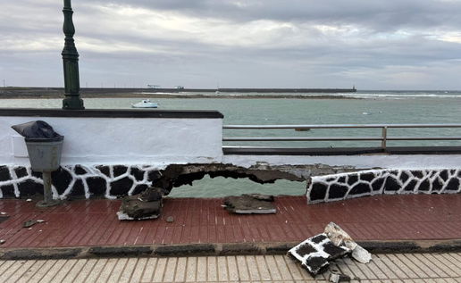 Storm damage in the Canary Islands with flooded streets, fallen debris and strong weather conditions during Storm Therese