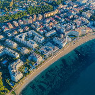 Aerial view of luxury beachfront properties and apartments on the Spanish Mediterranean coast