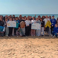 School children release turtle