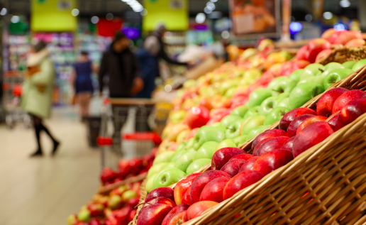 A variety of apples in a supermarket