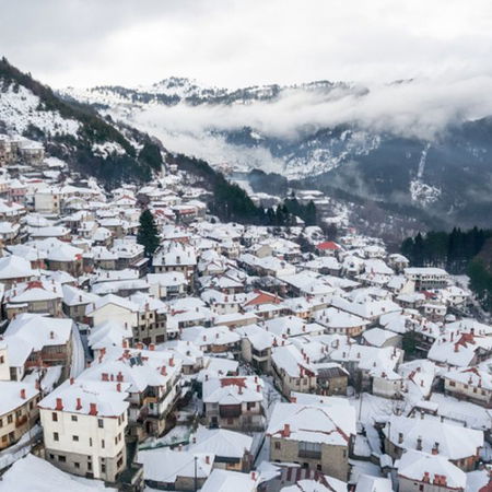 Snow-covered Greek mountains