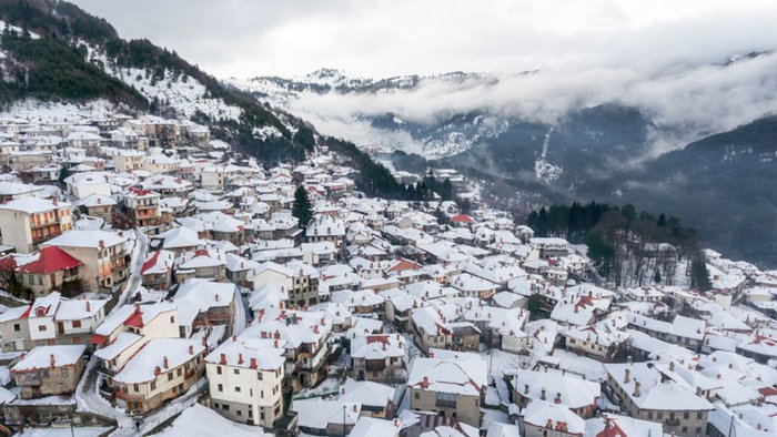 Snow-covered Greek mountains