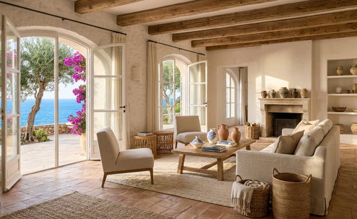 View of the interior of a mediterranean living room