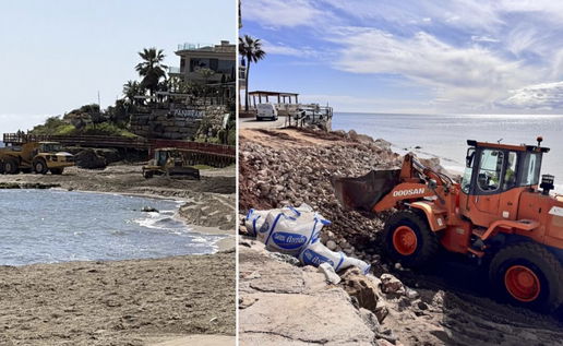 Heavy machinery on Mijas beaches readying for Easter.