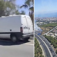 Van blaze on A7 -Cuesta de Higueron