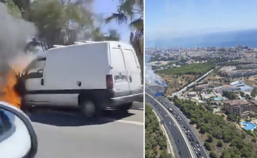 Van blaze on A7 -Cuesta de Higueron