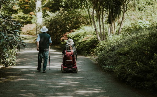 Two people on a walk.
