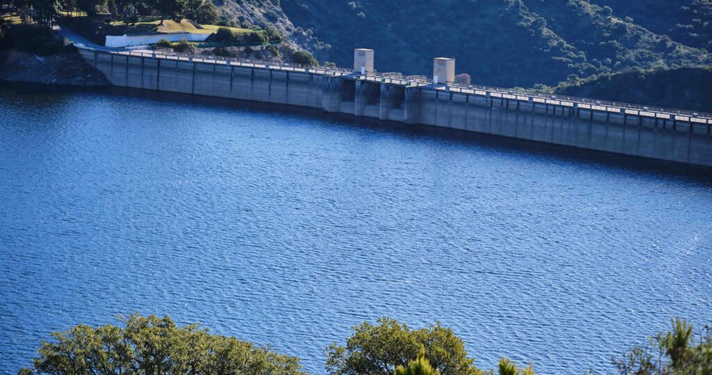 La Concepción Reservoir dam on the Verde River between Marbella and Istán in Málaga province, Costa del Sol, Spain.