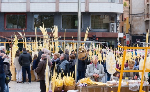 Handwoven white palm leaves prepared in Elche for Palm Sunday celebrations