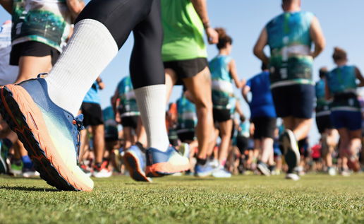 Runners competing in a mountain trail race in Caravaca during the Assota Trail event